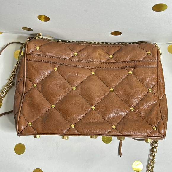 Rebecca Minkoff brown quilted leather crossbody purse bag gold hardware - Picture 5 of 16